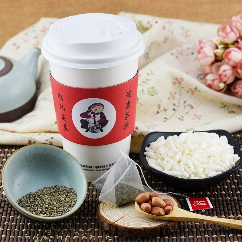 筱味咸茶汕尾咸茶传统特产海陆丰茶特产炒米花生桶装一箱12杯。