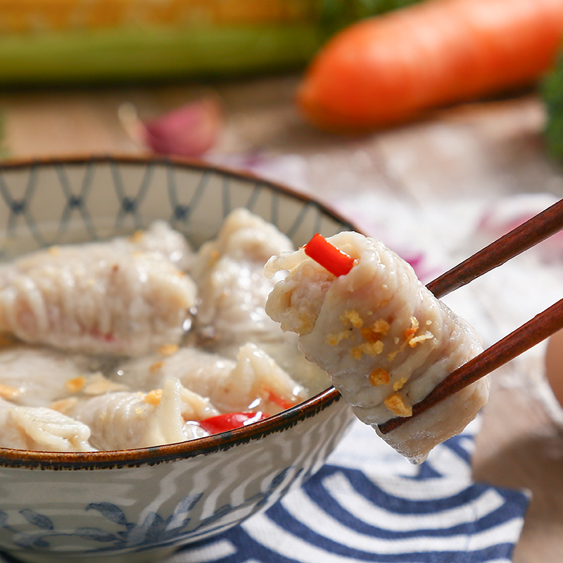 正宗潮汕特产鱼册 手工制作 汕头鱼饺 达濠鱼皮饺 鱼皮饺子包邮