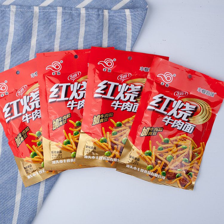 丰煌妈咪红烧牛肉面 28g*10包3合1油炸膨化加牛肉粒青豆薯条零食