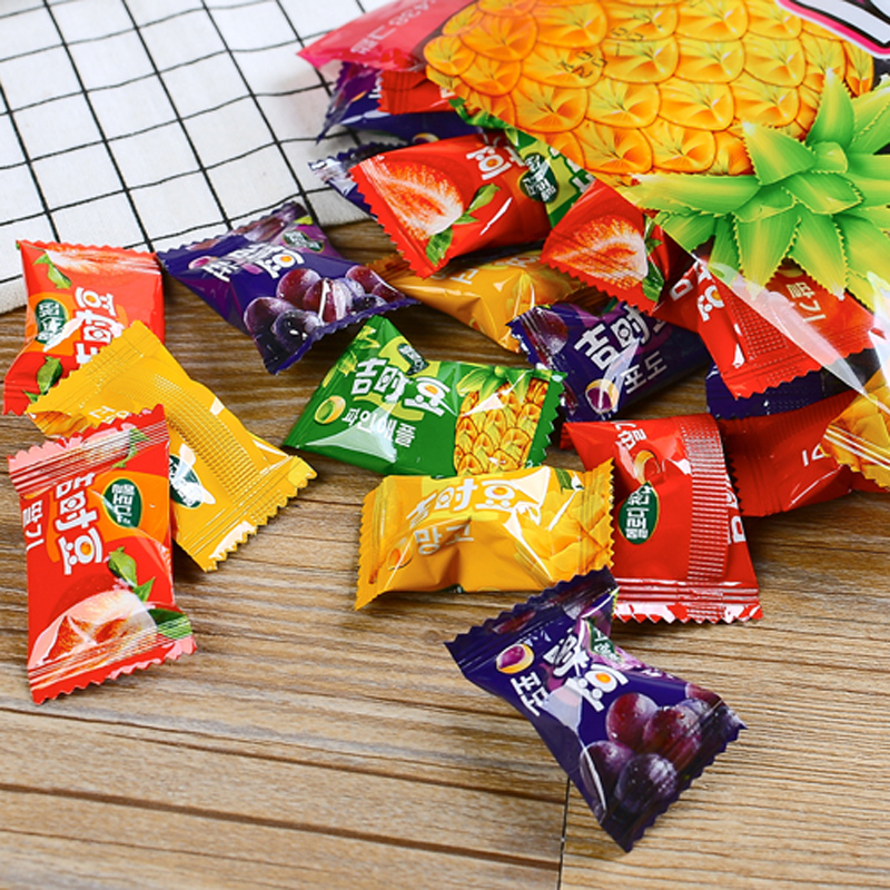年货糖果韩国吉时豆美乐津吉时豆软糖杂锦水果糖休闲零食送礼438G