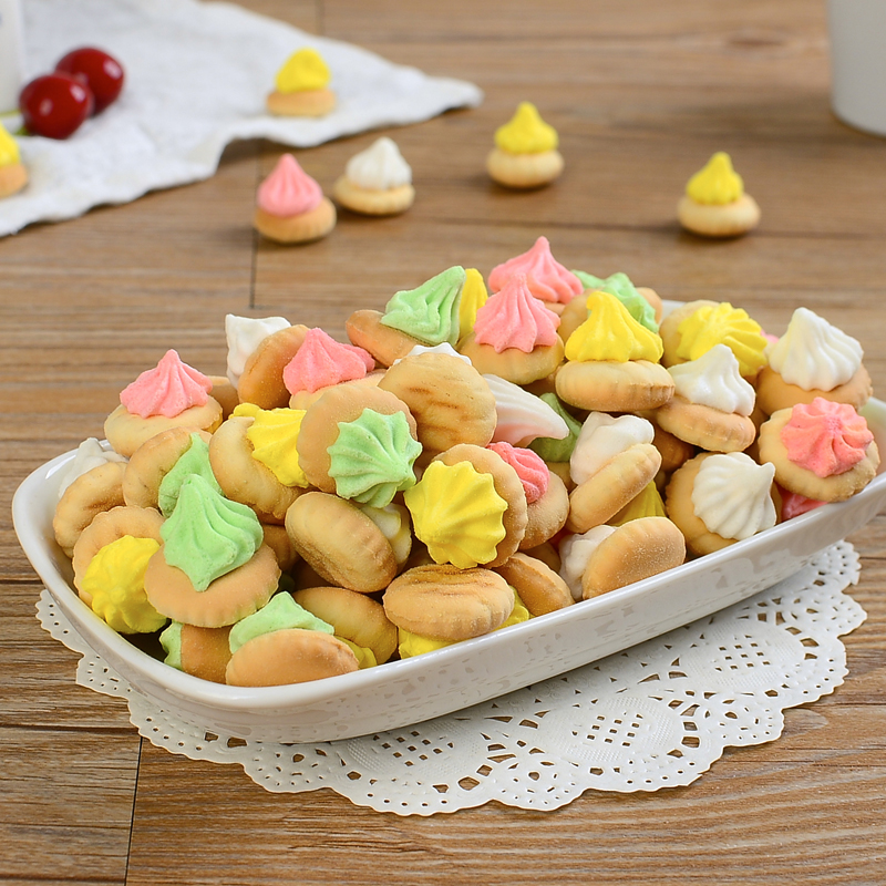 马来西亚进口零食花占饼干展花饼干彩色宝石饼干怀旧儿童零食批发
