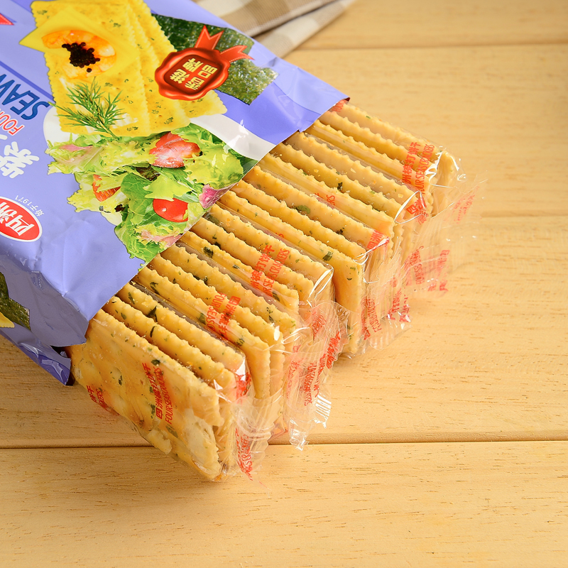 包邮包装袋装香港四洲香葱紫菜苏打饼干100g办公室休闲零食下午茶