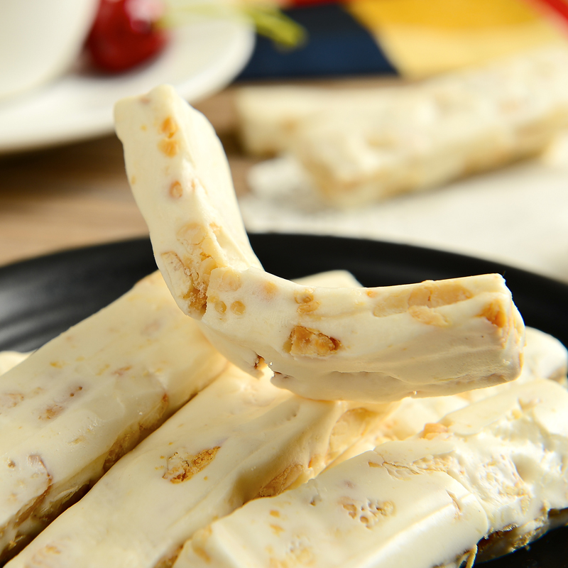 包邮特产人气推荐福派园咸450G盒30条装花生牛轧糖办公室休闲零食