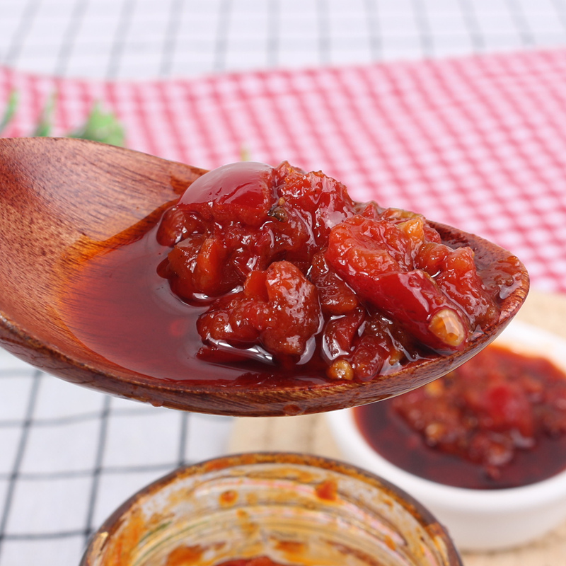 手工香辣剁椒肉酱 拌饭开胃拌面肉酱 辣椒炒肉酱 170g*3瓶装 包邮