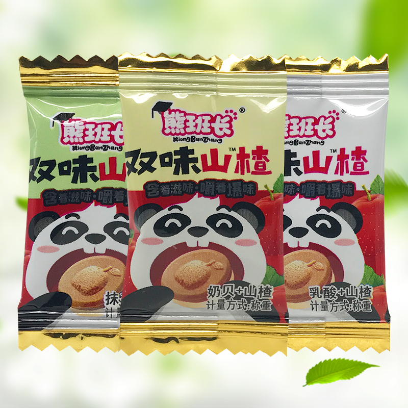熊班长双味山楂片抹茶乳酸奶贝味酸甜山楂果零食小包装25克18袋