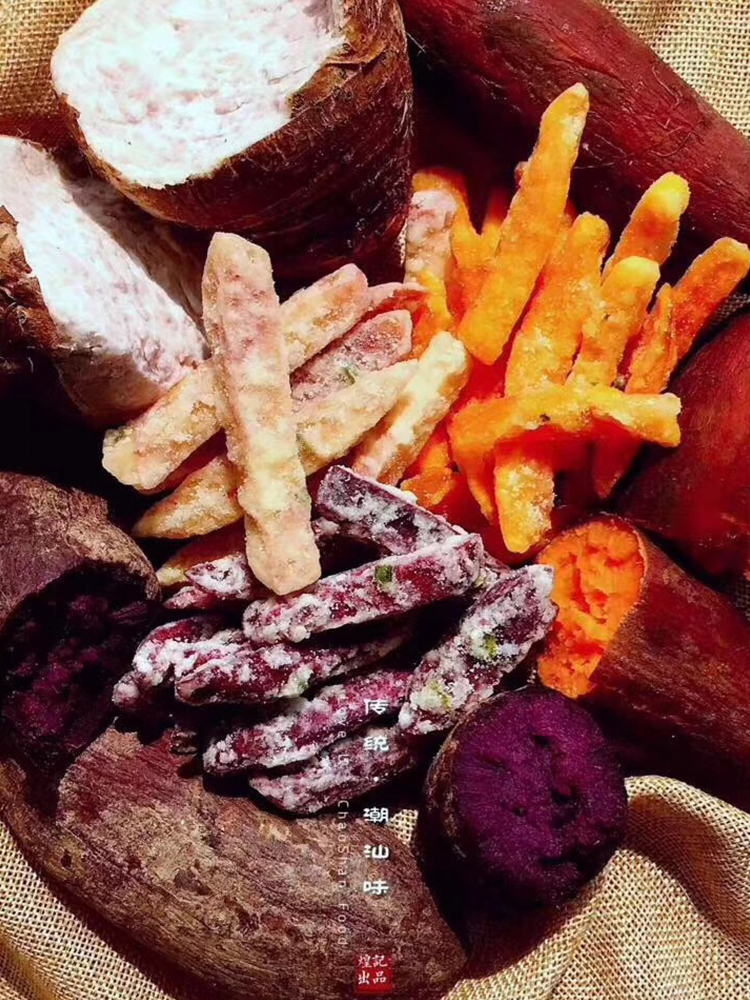 潮汕特产小吃糖霜反沙芋头条休闲零食脆香酥紫薯条葱香番薯条食品